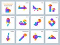 Tangram puzzle. Vector set with various objects. Royalty Free Stock Photo