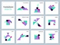 Tangram puzzle. Vector set with various objects.