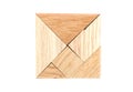 Tangram wooden puzzle isolated on white background Royalty Free Stock Photo