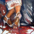 Tanguito Original artwork of Argentine tango Feet of the dancers tied up Buenos Aires, Argentina Royalty Free Stock Photo