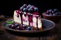 Tangy Homemade blueberry cheesecake. Generate Ai