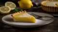 A tangy lemon tart with a buttery crust and a zesty lemon filling created with Generative AI