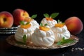 Tangy Peach meringue fruits. Generate Ai Royalty Free Stock Photo