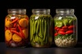 Tangy Pickled vegetables jar. Generate Ai