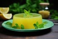 Tangy Plate of lemon jelly mint. Generate Ai Royalty Free Stock Photo