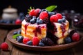 Tangy Pudding cake berries. Generate Ai