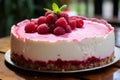 Tangy Raspberry cheesecake slice. Generate Ai