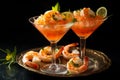 Tangy Shrimp spicy appetizer cocktail. Generate Ai