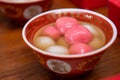 Tangyuan or tang yuan  Chinese sweetheart soup is a Chinese dessert made from glutinous rice Royalty Free Stock Photo