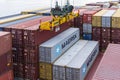 Maersk owned container loaded by the gantry crane on the container ship.