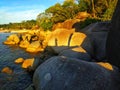 Tanjung Tinggi beach view decorated with granite.
