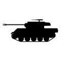 Silhouette Tank American World War 2 Gun Motor Carriage M18, Hellcat icon. Military army machine war, weapon, battle Royalty Free Stock Photo