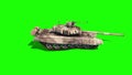 Tank Animated Tracks Military Patrolling Green Screen 3D Rendering Animation