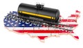 Tank car on the United States map, 3D rendering Royalty Free Stock Photo