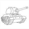 Tank Coloring Page. Military Vehicle Cartoon Illustration Royalty Free Stock Photo