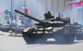 Tank column at the parade in honor of Victory day in St. Petersburg Royalty Free Stock Photo