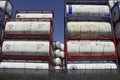 Tank containers stored in the Botlek harbor