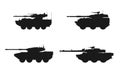 Tank destroyer icon set. maneuver combat vehicles. vector images for military web design
