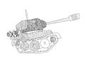 Tank doodle. Fighting war machine. army panzer Royalty Free Stock Photo