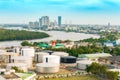 Tank farm on the country site which supply energy to the city. Royalty Free Stock Photo