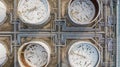 Tank farm or oil terminal for storage of oil and petrochemical products, Aerial view