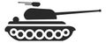 Tank icon. Army force combat vehicle with gun