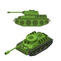 Tank Isometric on white background. Army technique. Armored fighting vehicles, tracked with gun and machine gun Royalty Free Stock Photo