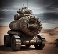 Retro-futuristic Tank Jammer in the Desert
