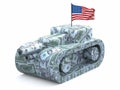 Tank made of dollars Royalty Free Stock Photo