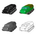 Tank for the marshes. Caterpillar transport of military. Transport single icon in cartoon style vector symbol stock