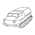 Tank for the marshes. Caterpillar transport of military.Transport single icon in outline style vector symbol stock