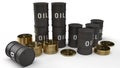 Tank oil and gold coins 3d rendering for petrol content