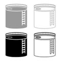 Tank with oil Oil storage tank Heating oil icon set grey black color illustration outline flat style simple image Royalty Free Stock Photo