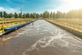 Tank or reservoir for biological purification and cleaning of dirty sewage water by active sludge