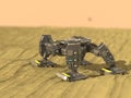 Tank robot in desert,3d ,render