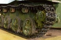 Tank`s track-layer. Monstrous armored caterpillar.