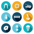 Tank shooting Icons Set. Vector Illustration