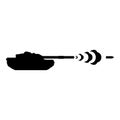 Tank shooting projectile shell military smoking after shot war battle concept icon black color vector illustration image flat