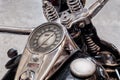 Tank and speedometer of a vintage motorcycle Royalty Free Stock Photo