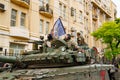 tank on the streets of during attempted military coup in Rostov-on-Don Russia Royalty Free Stock Photo
