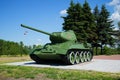 Tank T34-85 at the memorial `Pulkovo abroad.` St. Petersburg Royalty Free Stock Photo