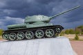 Tank T-34-85. `Nevsky Pyatachok`. Leningrad region Royalty Free Stock Photo