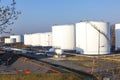 tank in tank farm with blue sky Royalty Free Stock Photo