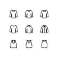 Tank top and long sleeve shirt icon set. Modern vector symbols, isolated on a white background.