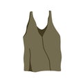 Tank top, sleeveless summer clothes, women garment. Modern loose apparel in trendy fashion style. Deep V-neck wearing