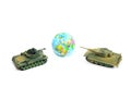 Toys Tank plastic as World War on white background, War, fight a