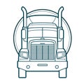 Tank truck front view, petrol transport truck outline icon, fuel cistern trailer