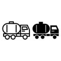 Tank truck line and glyph icon. Tanker truck vector illustration isolated on white. Trailer outline style design