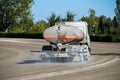 Tank truck prepares the arena field for an Equestrian competition in Italy