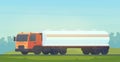 Tank truck transportation, oil, gasoline to gas stations, water and liquid substances. Semitrailer with a reservoir for